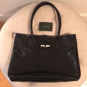 Longchamp Roseau Croc-Embossed Tote